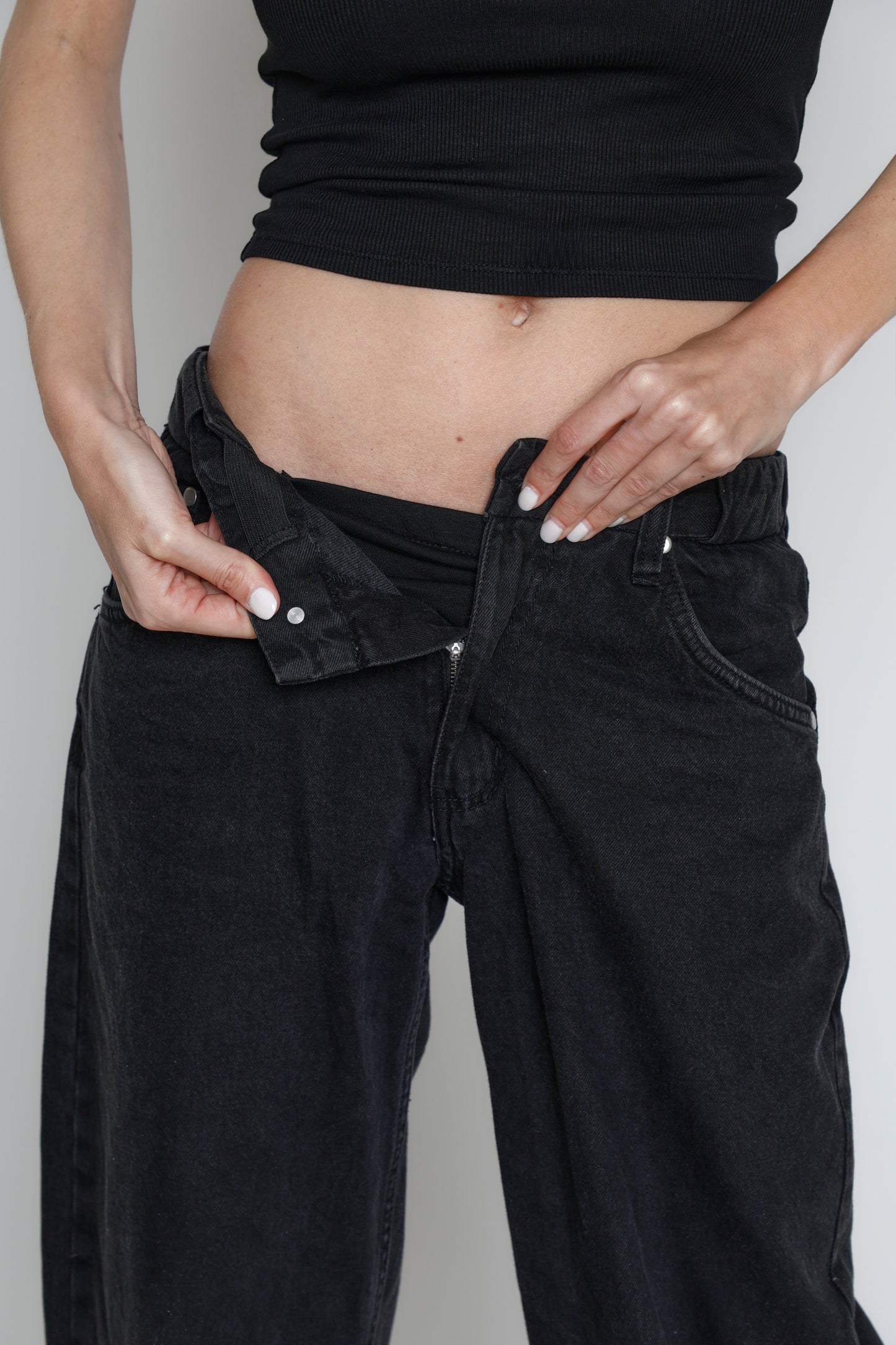 Kuratd Studio Adjustable Waist Black Denim Jeans