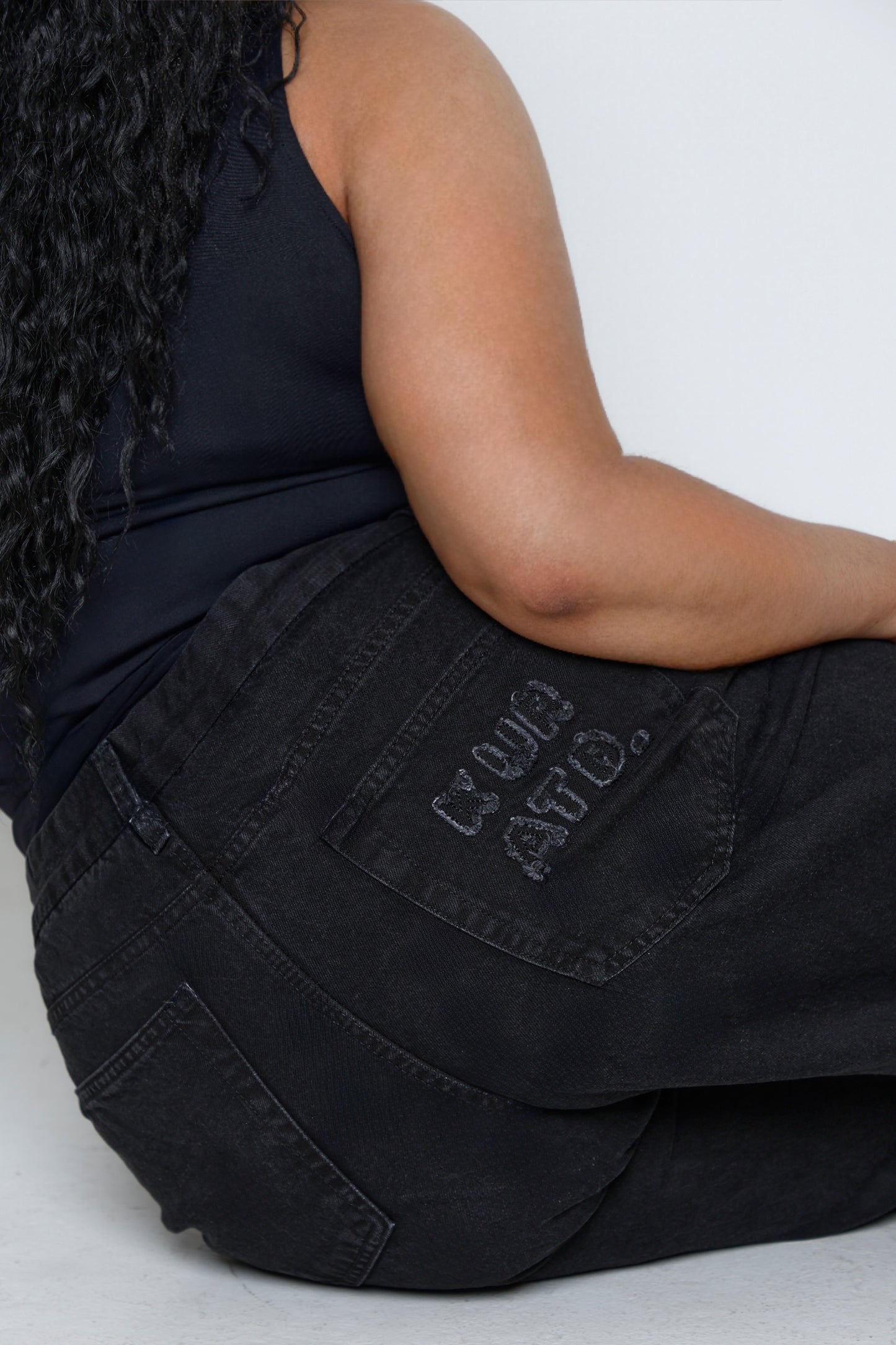Kuratd Studio Adjustable Waist Black Denim Jeans