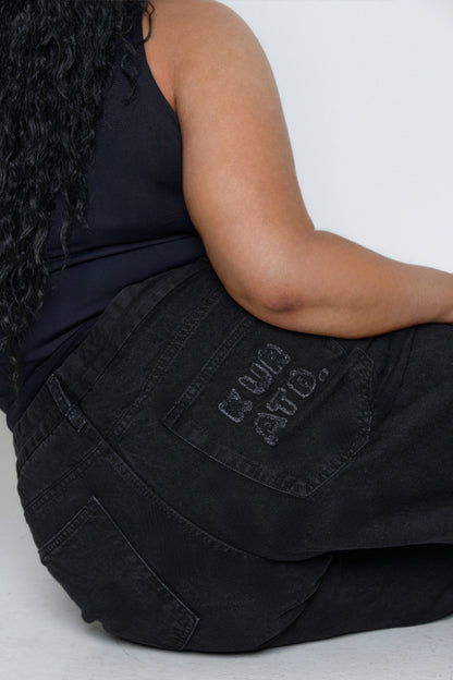 Kuratd Studio Adjustable Waist Black Denim Jeans