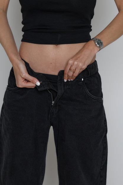 Kuratd Studio Adjustable Waist Black Denim Jeans