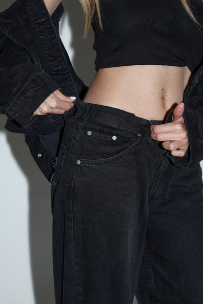 Kuratd Studio Adjustable Waist Black Denim Jeans